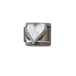 Pearly Silver Heart DIY Jewelry Italian‎ Charm Link Nomination Love Bracelet